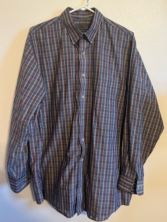 David Taylor Other - David Taylor Navy and Burgundy Plaid Button-Down Shirt